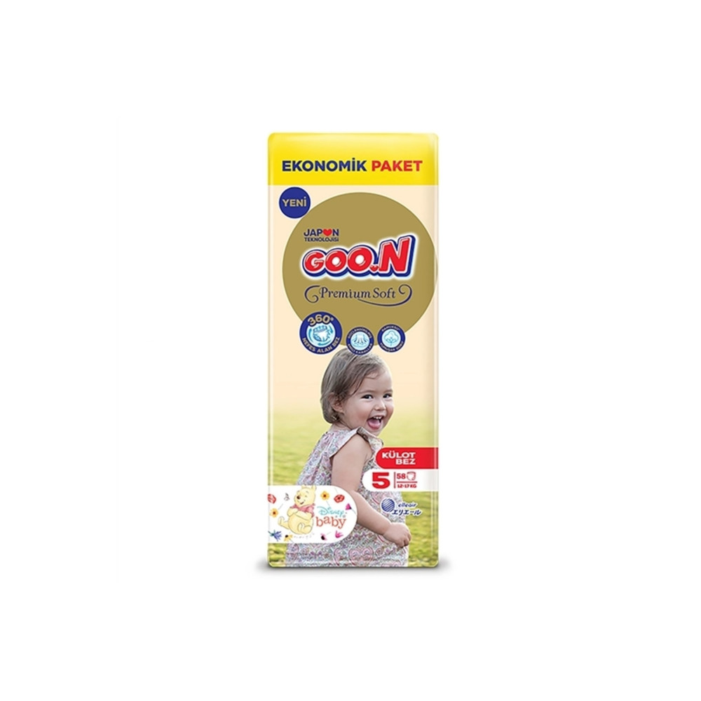 Goo.n Premium Soft 5 Numara Süper Yumuşak Külot Bebek Bezi Fırsat Paketi - 58 Adet Bebek Bezi Fiyatı