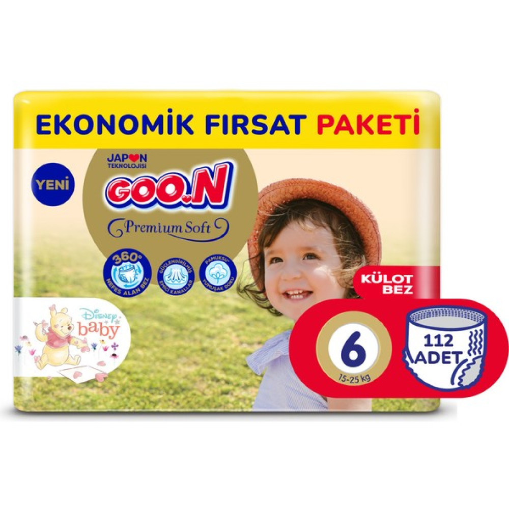 Goo.N Premium Soft 6 Numara Süper Yumuşak Külot Bebek Bezi Ekonomik Fırsat Paketi - 112 Adet - 6: 16 kg ve üzeri / XL Bebek Bezi Fiyatı
