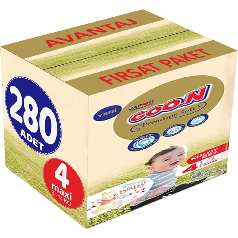 Goon Premium Soft Külot Bebek Bezi Beden:4 9-14 kg Maxi 280'li - 4 Bebek Bezi Fiyatı