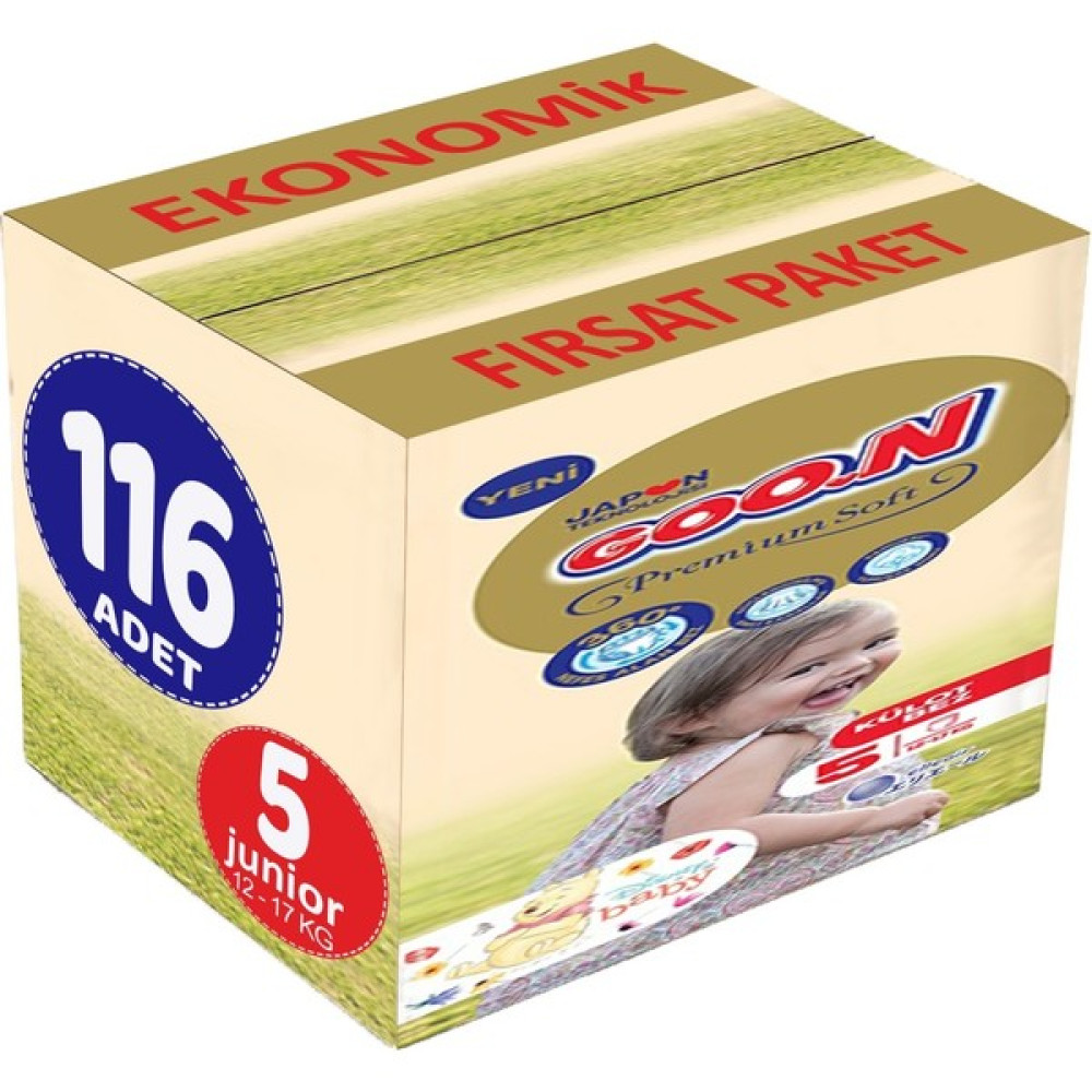 Goon Premium Soft Külot Bebek Bezi Beden:5 12-17 kg Junior 116'lı - 5 Bebek Bezi Fiyatı