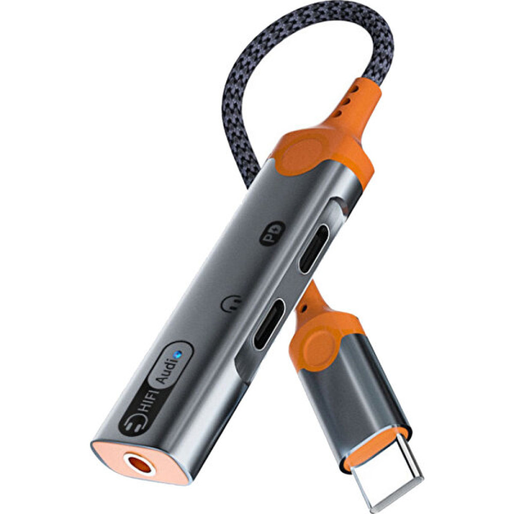 Gorgeous 3'ü 1 Arada Kulaklık Jakı Adaptörü PD60W Hızlı Şarj Ayırıcı-A (Yurt Dışından) - Gri Bilgisayar Çevirici ve Adaptörü Fiyatı