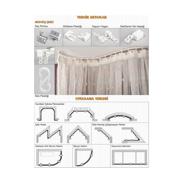 Görgün Esnek Oryantal Kıvrılıp Bükülen Perde Rayı Korniş Sistemi - 6 Metre Perde Fiyatı