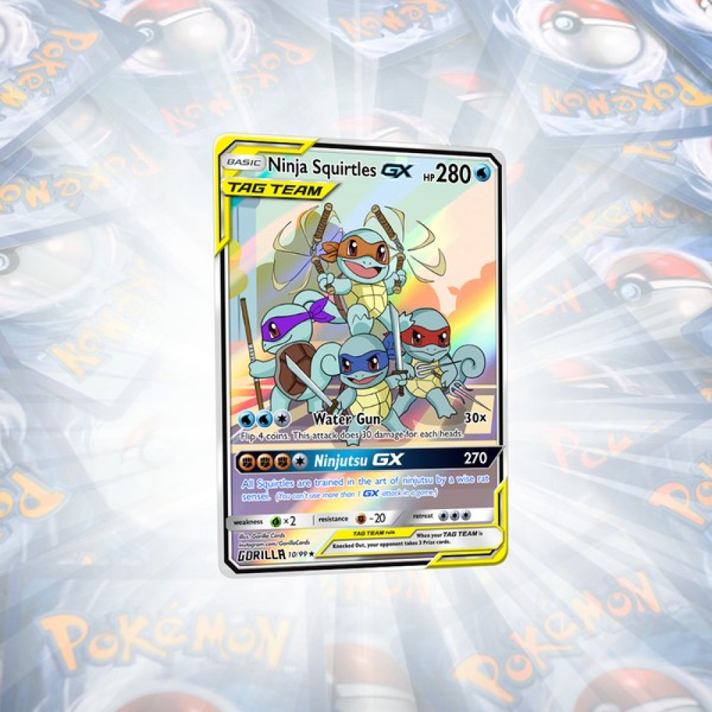 Gorilla Ninja Squirtles Gx Full Art Tag Team Holo Custom Pokemon Kartı Oyun Takımları Fiyatı