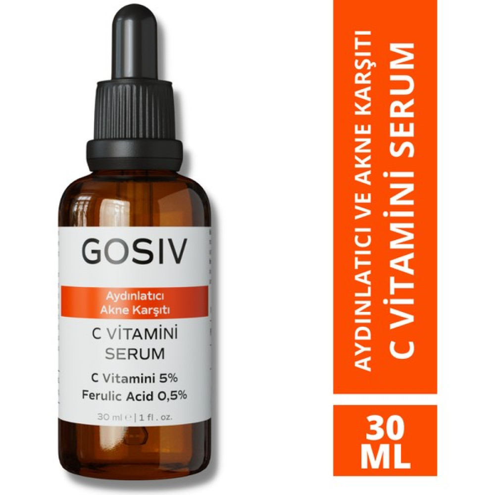 Gosıv Aydınlatıcı ve Akne Karşıtı C Vitamini Serum 30 ml (C Vitamini 5% + Ferulic Acid 0,5%) Anti-Aging / Yaşlanma Karşıtı Fiyatı