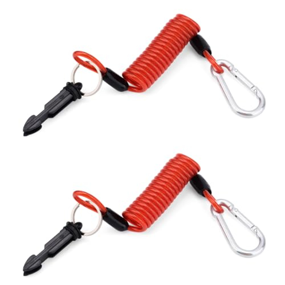 Gosknor 2pcs Trailer Brake Away Cable, 4ft High Rebound Spring Towing Coiled Wire Trailer Emergency Safety Breakaway Cable for RV Emergency Camper Accessories