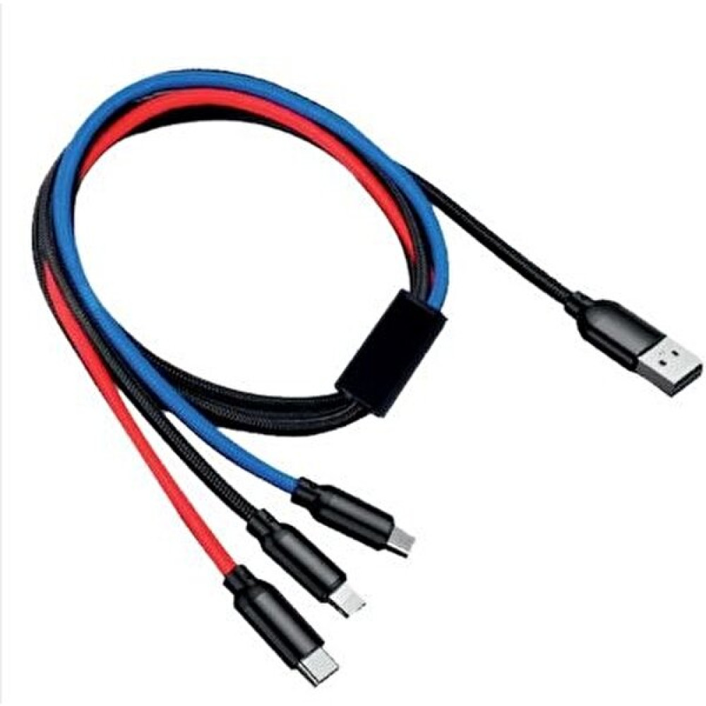 Gosmart 3 In 1 Telefon Şarj Kablosu Iphone ve Type-C Micro USB Ios - Çok Renkli Cep Telefonu Kablosu Fiyatı