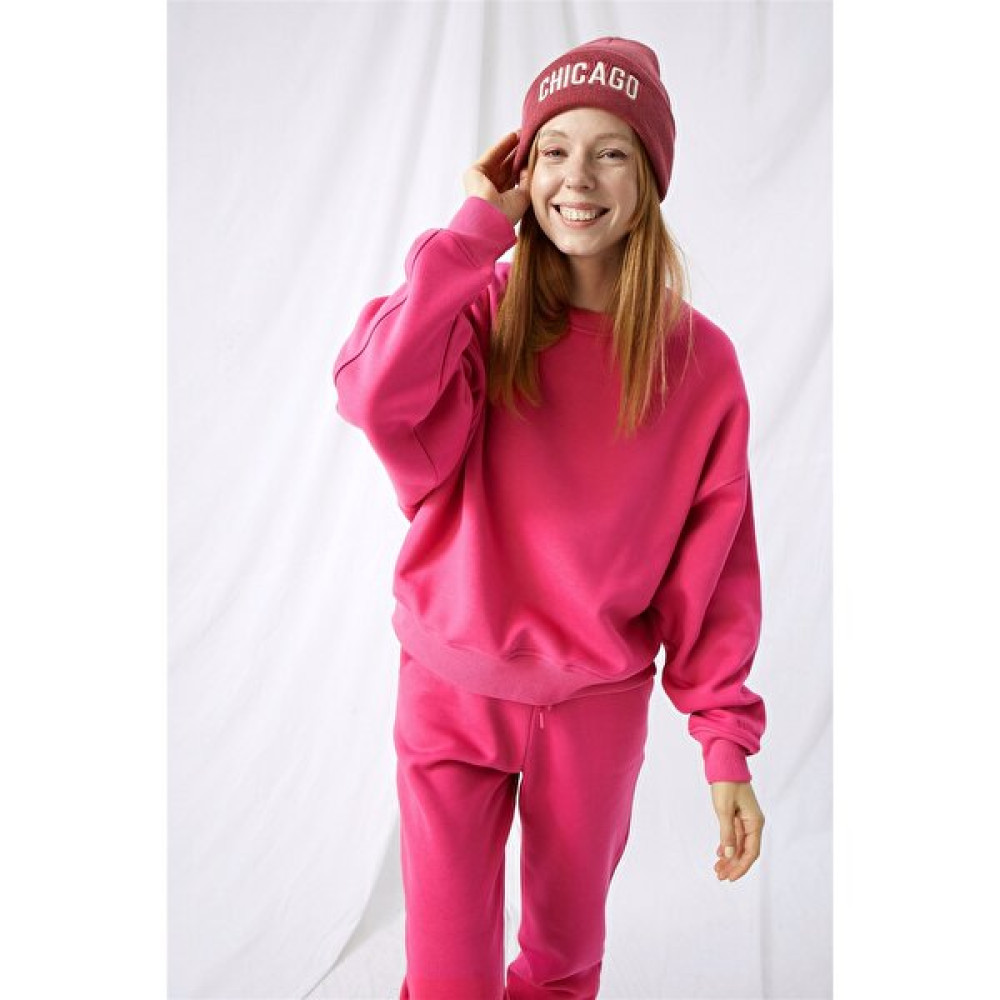 Gothamvibes Kadın Vibe Oversize Fuşya Sweatshirt Bayan Sweatshirt Fiyatı