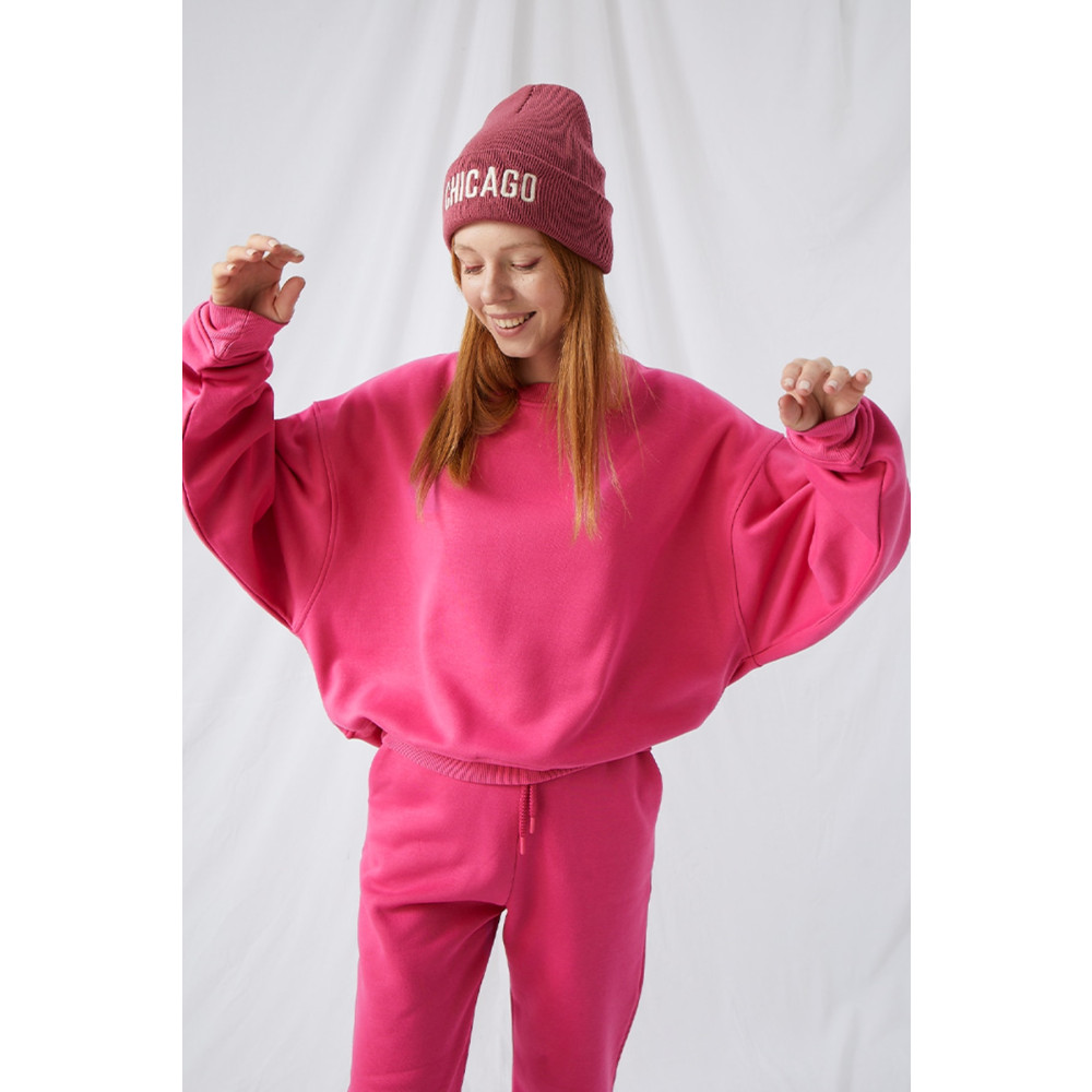 gothamvibes Kadın Vibe Oversize Fuşya Sweatshirt M-L Beden Bayan Sweatshirt Fiyatı