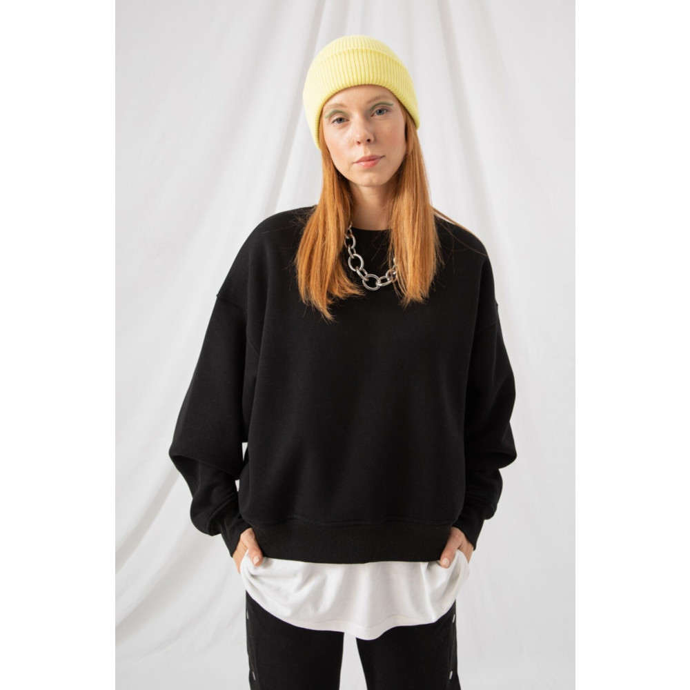 gothamvibes Kadın Vibe Oversize Siyah Sweatshirt S-M Beden Bayan Sweatshirt Fiyatı
