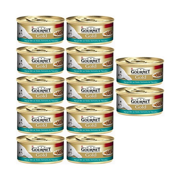 Gourmet Gold Parça Etli Soslu Somonlu & Tavuklu Yaş Kedi Maması 85 gr (12 Al 10 Öde) Evcil Hayvan Ürünleri Fiyatı