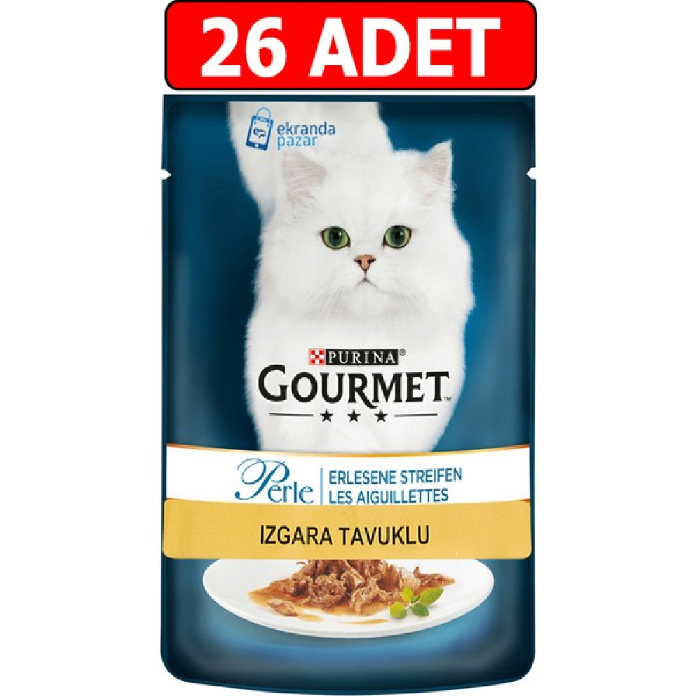 Gourmet Perle Izgara Tavuklu Yaş Kedi Maması Konserve 85GR 26ADET Kedi Pouch Evcil Hayvan Ürünleri Fiyatı