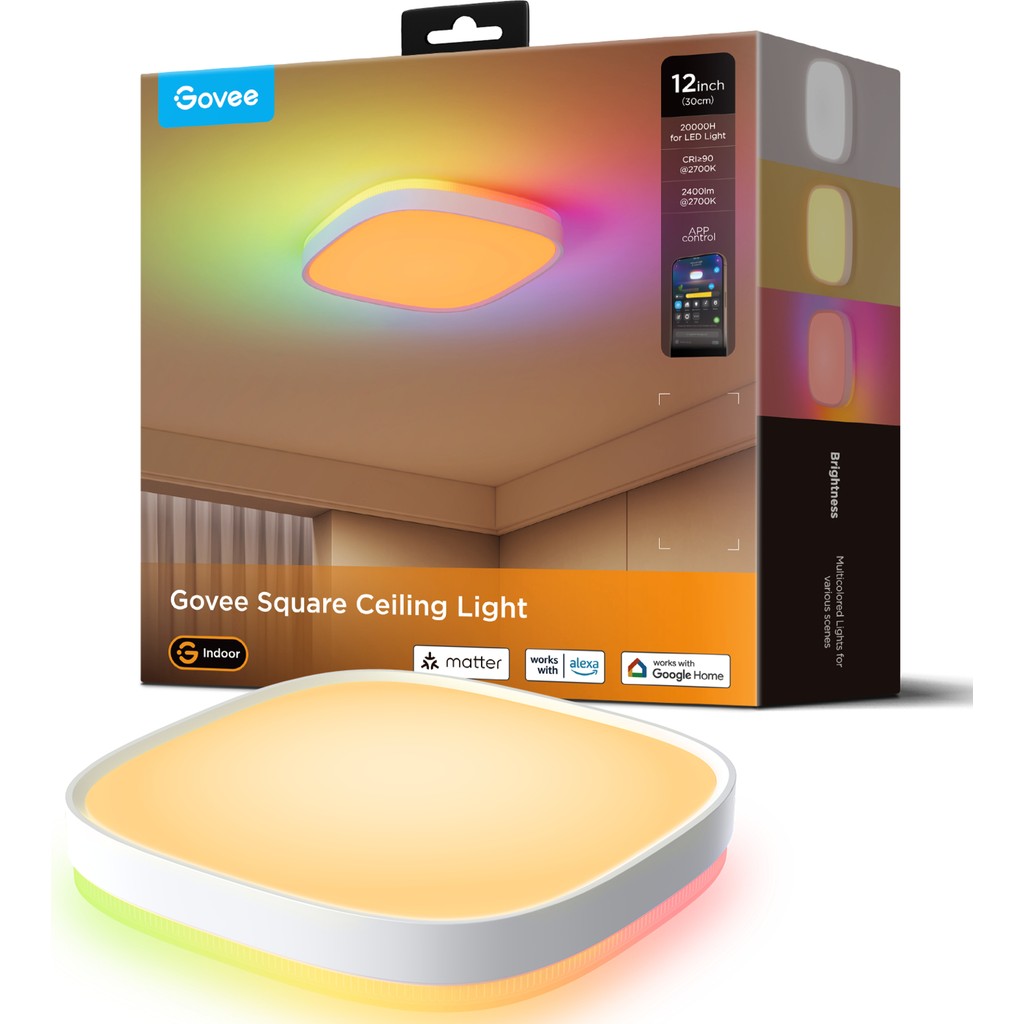 Govee Rgbww + Rgbıc Kare Akıllı Tavan Armatürü 12 Inç - 30 cm - RGB Armatür Fiyatı