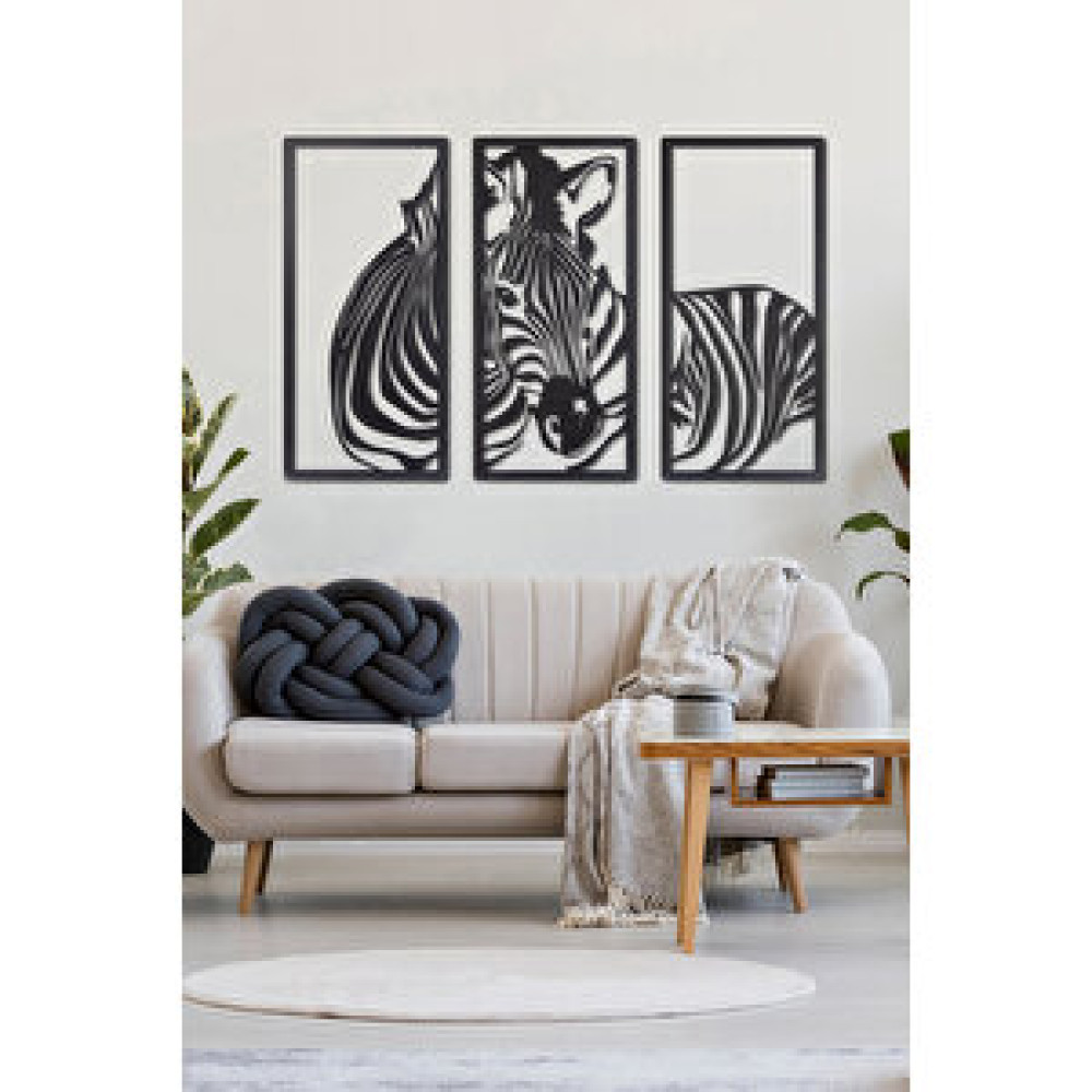 Gowpenart 3 Parça Zebra Ev ve Ofis Metal Duvar Tablosu - 69 x 107 Cm Tablo & Poster Fiyatı