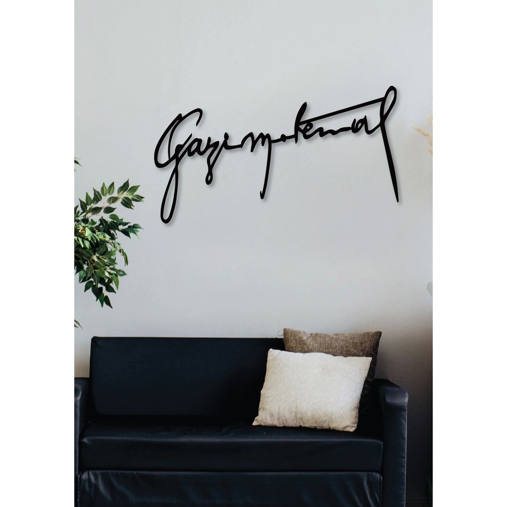 Gowpenart Dizayn Gazi M. K. Atatürk Imza Siyah Metal Duvar Dekoru - Ev & Ofis Tablosu - Hediye Tablo - 70 x 33 Kanvas Tablo Fiyatı