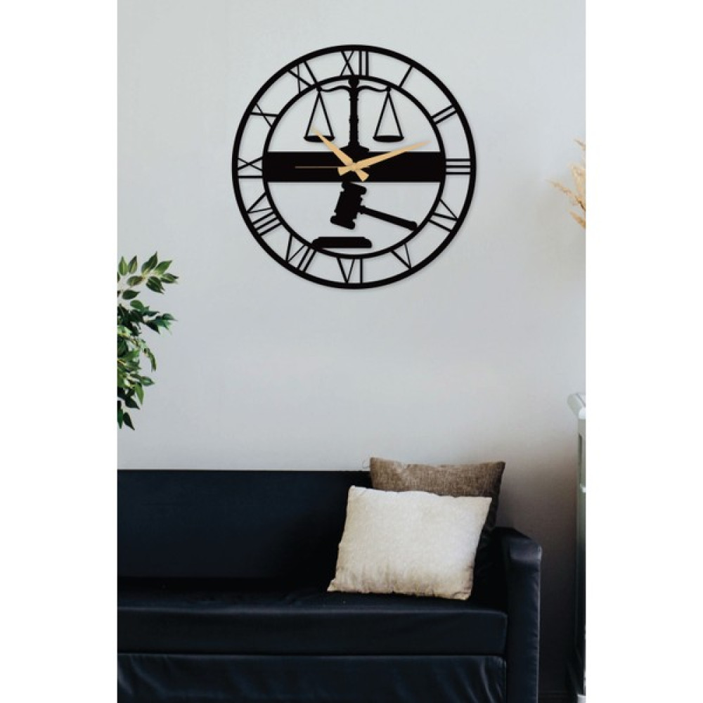 Gowpenart Dizayn Gowpenart Adalet Terazisi - Avukat Metal Siyah Duvar Saati - Ev / Ofis Saati - Hediye Saat -50 x 50 cm - 50 x 50 cm Dekoratif Saat Fiyatı