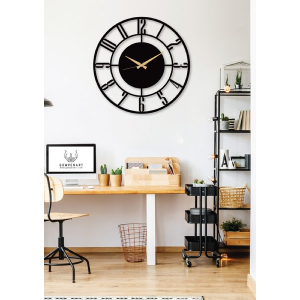 Gowpenart Dizayn Gowpenart Daktilo Rakamlı Metal Siyah Duvar Saati - Ev / Ofis Saati - Hediye Saat - 60 x 60 cm Dekoratif Saat Fiyatı
