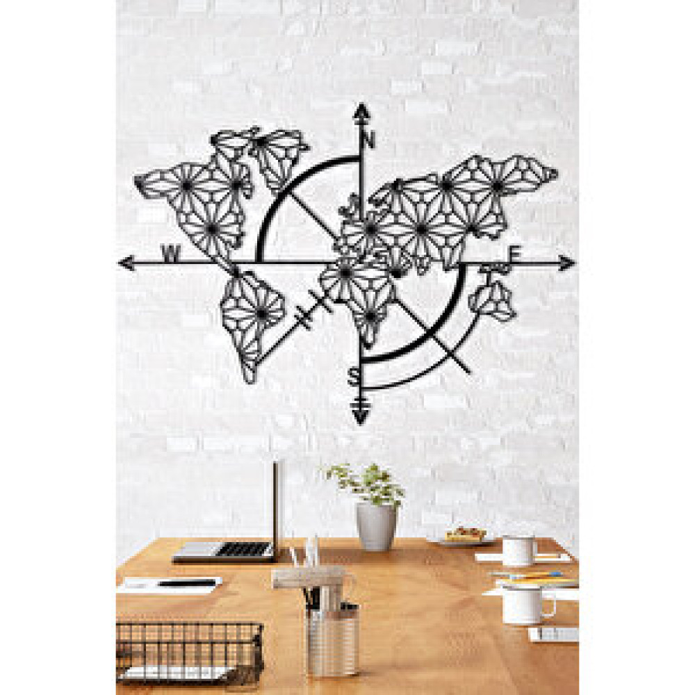 Gowpenart Pusulalı Dünya Haritası Ev ve Ofis Metal Duvar Tablosu - 70 x 100 Cm Tablo & Poster Fiyatı