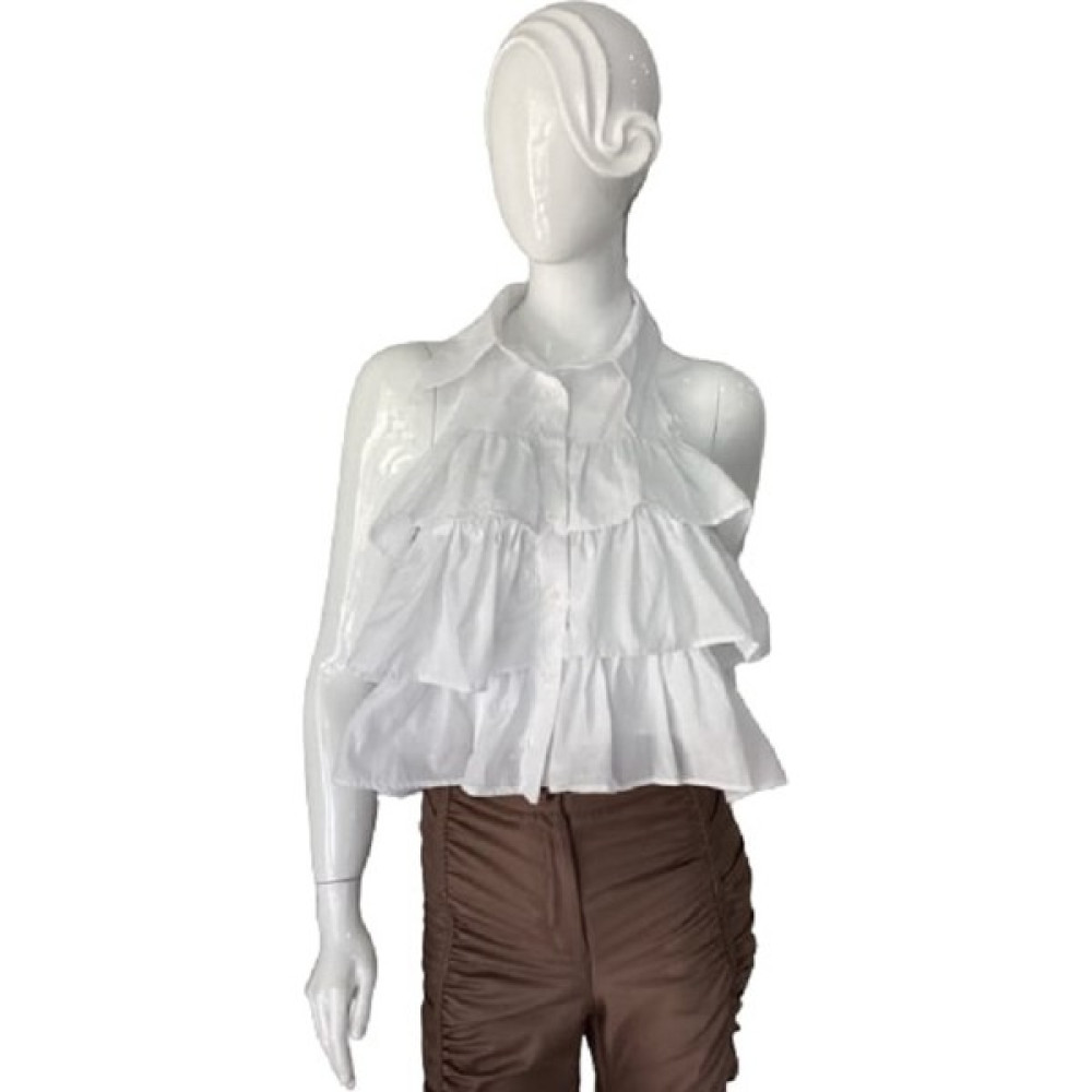 Gozde Fashion Beyaz Fırfırlı Bluz Bluz Fiyatı