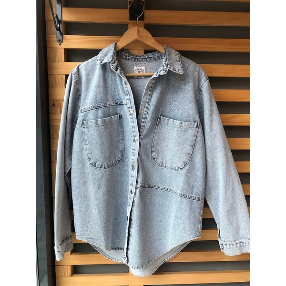Gözde Tasarım Butik Kadın Taşlanmış Mavi Cepli Yanları Oval Kesim Düğmeli Kot Jean Gömlek Ceket Bayan Ceket Fiyatı