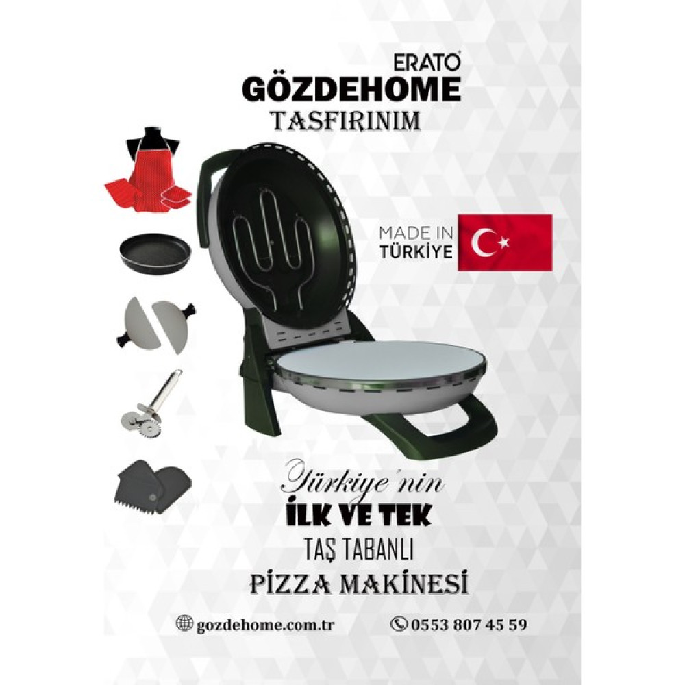 Gözdehome Erato Taşfırınım Pizza Makinesi, Lahmacun Makinesi Doğal Taş Fırın - Timer - 400 C. - Gri Mini / Midi Fırınlar Fiyatı