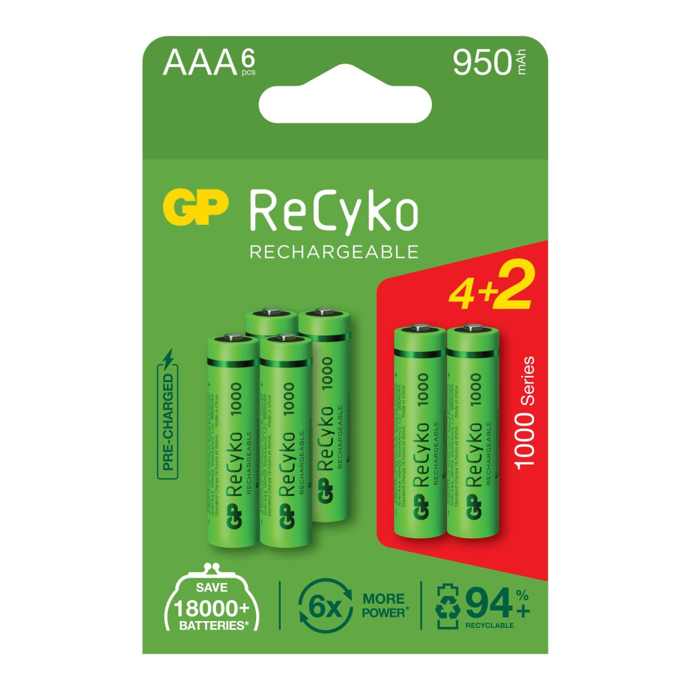 GP Batteries Gp Recyko 1000 Aaa Ni-mh Şarj Edilebilir Ince Kalem Pil 4 2li Ambalaj Piller & Şarj Cihazları Fiyatı