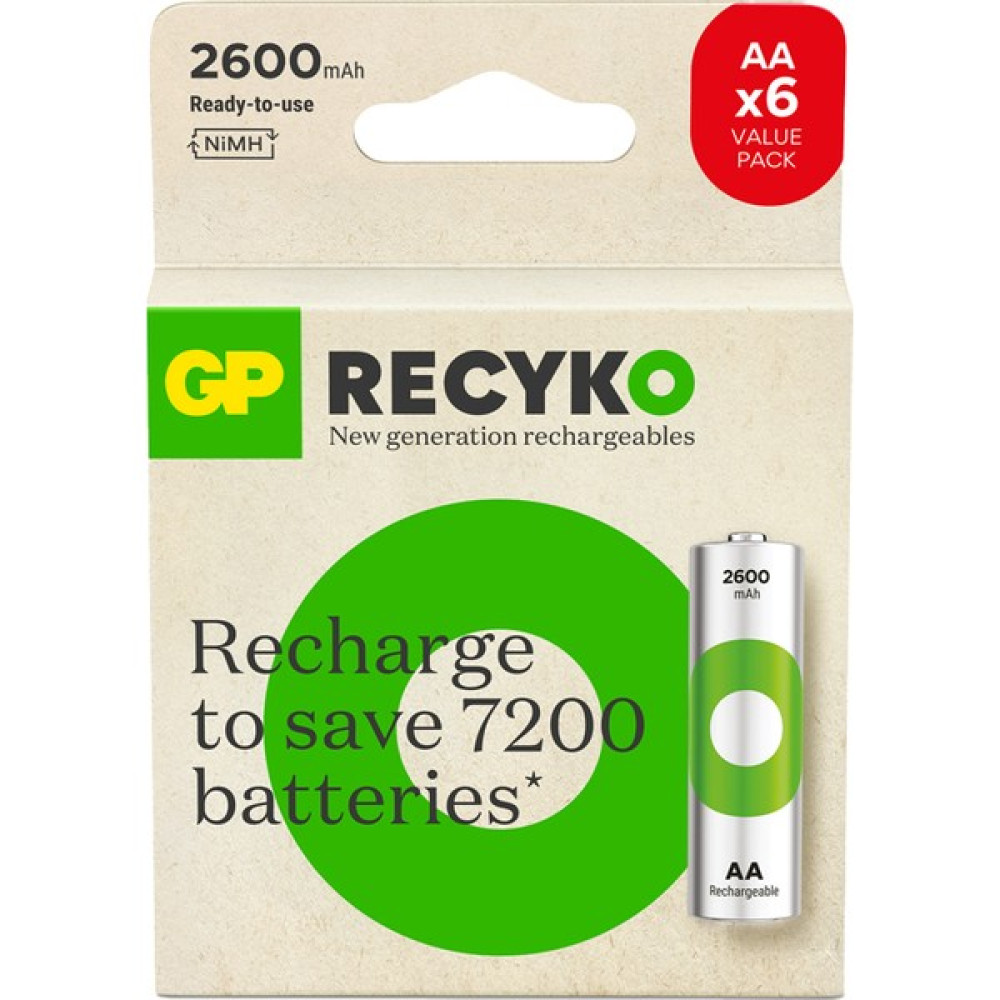 GP Batteries Gp Recyko 2600MAH Aa Kalem Ni-Mh Şarjlı Pil 1.2 Volt 6'lı Kart Kalem & Yazı Gereçleri Fiyatı