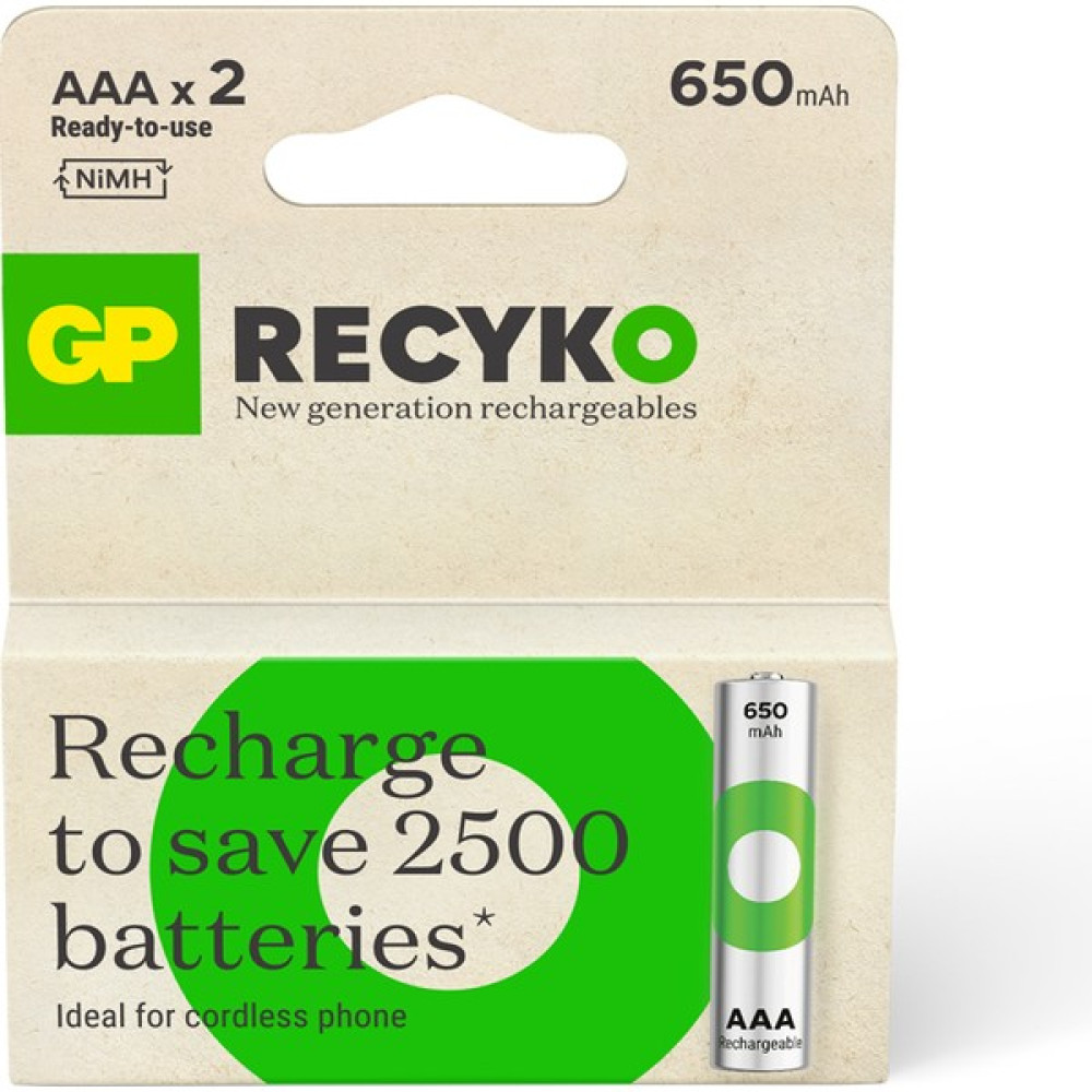 GP Batteries Gp Recyko 650 Aaa Ince Kalem Ni-Mh Şarjlı Pil 1.2 Volt 2'li Kart Kalem & Yazı Gereçleri Fiyatı