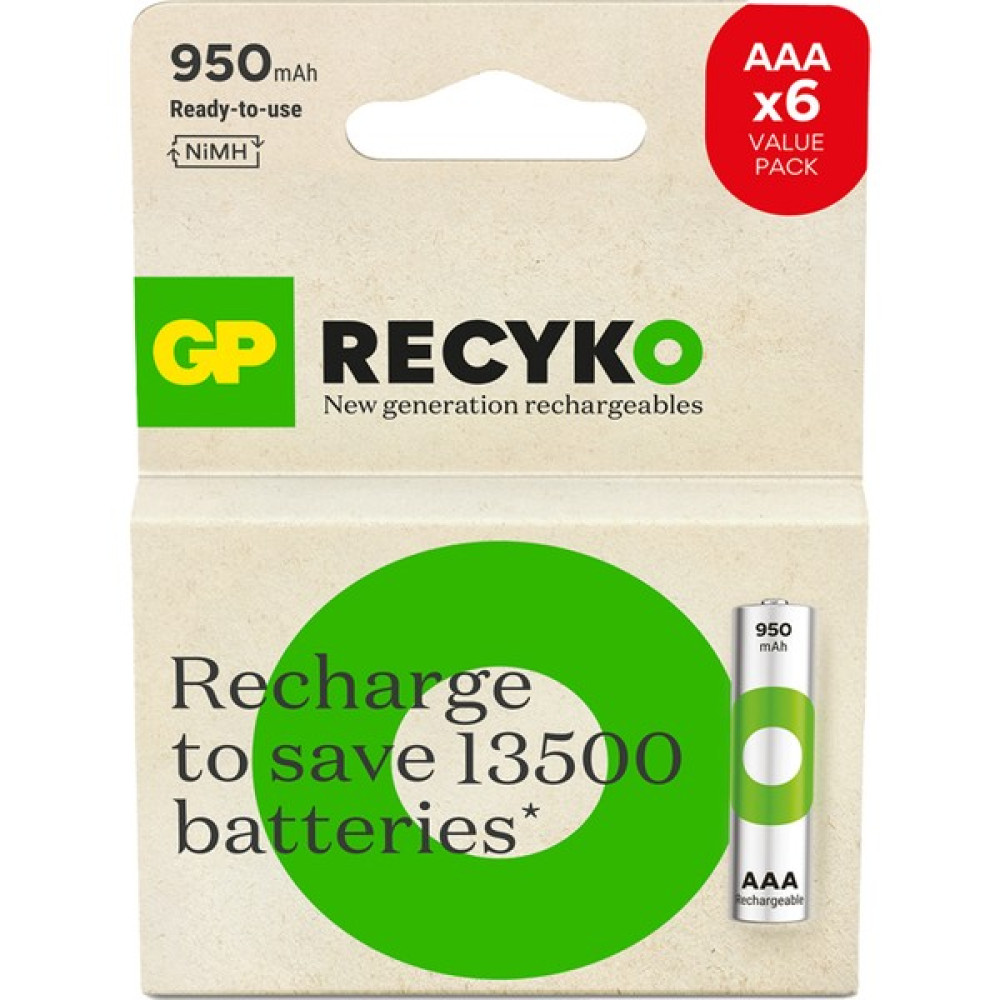 Gp Batteries Recyko 1000 Aaa Ince Kalem Ni-Mh Şarjlı Pil, 1.2 Volt, 6'lı Kart Kalem & Yazı Gereçleri Fiyatı