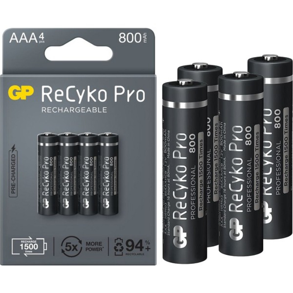 Gp Recyko Pro Ince Aaa 800 Mah 4lü Şarjlı Pil GP85AAAHCB-2EB4 (GPRHCH83B205) Normal & Şarj Edilebilir Piller Fiyatı