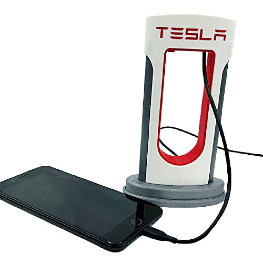 GPG Desktop Supercharger Replica Charging Station, Supercharger Station - Fits Micro USB, USB-C, Lightning Cables for Android and iPhone (Red)