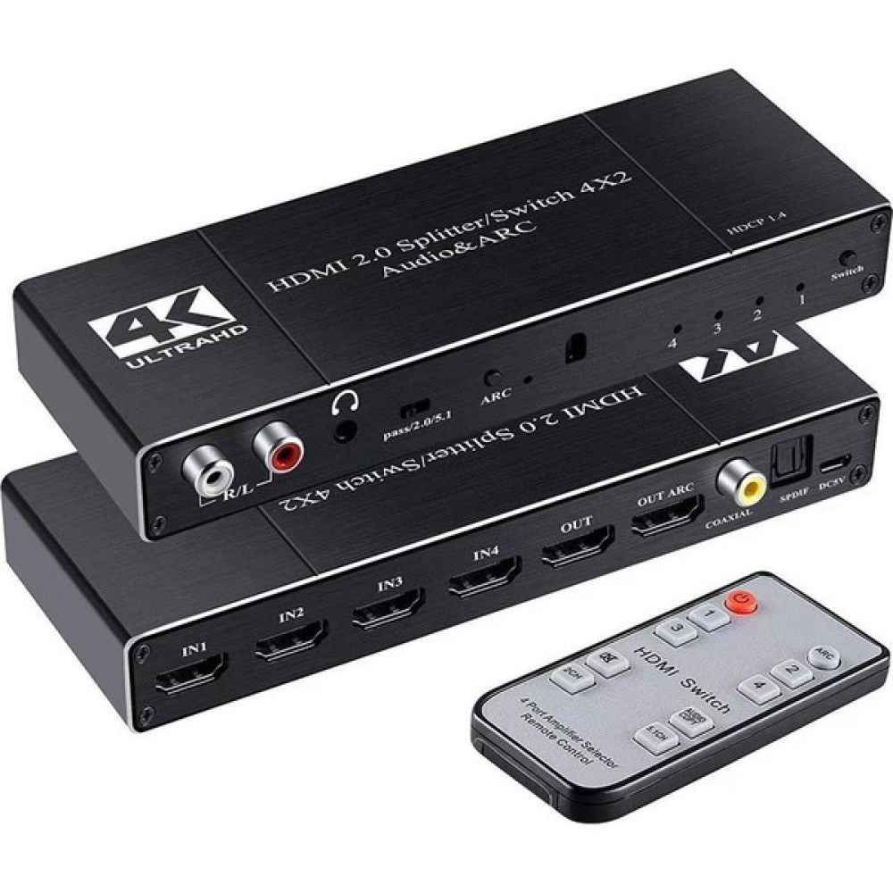 Gplus 4K422A HDMI 2.0 4K Ultra Hd Hdr Hdcp Arc Extractor Ses Ayrıştırıcılı Combo Switch Splitter Seri & Paralel Kablo Fiyatı