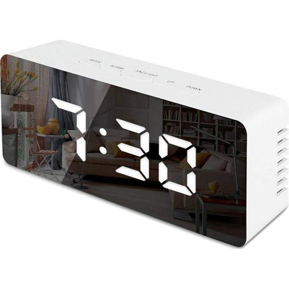 Gplus W561 Çift Alarm Dijital Göstergeli Çok Fonksiyonlu Termometreli Sese Duyarlı Aynalı Yeni Versiyon Masa Saati - Beyaz Alarmlı Saatler & Radyolar Fiyatı