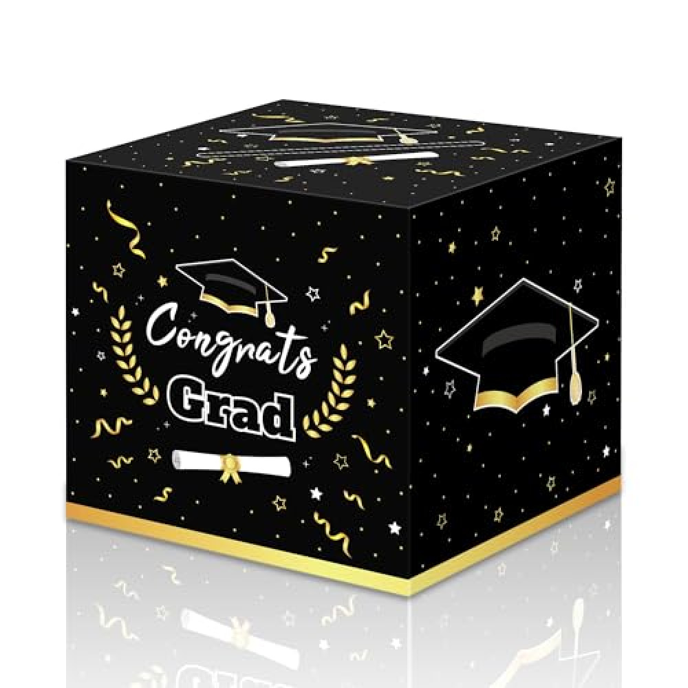 Graduation Decorations Class of 2025 Party Supplies,Black Graduation Card Box for 2025 Graduation Party Decorations,Graduation Card Box Holder for Graduation Party 2025,Graduation Table Decorations