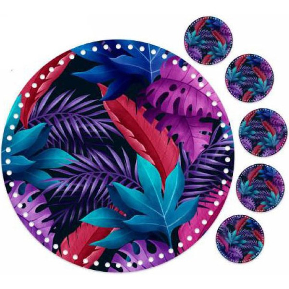 Grafilli Design 30 cm Karışık Çiçek Baskılı Örgü Ahşap Tepsi Plakası, 5 Adet 10 cm Baskılı Bardak Altı Oto Boyaları Fiyatı