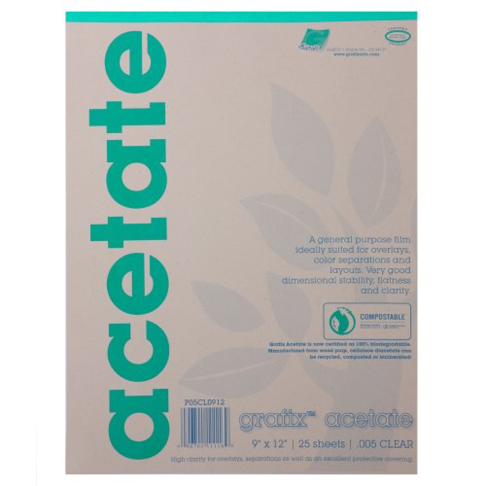 Grafix Clear Acetate Film - 9" x 12" .005"