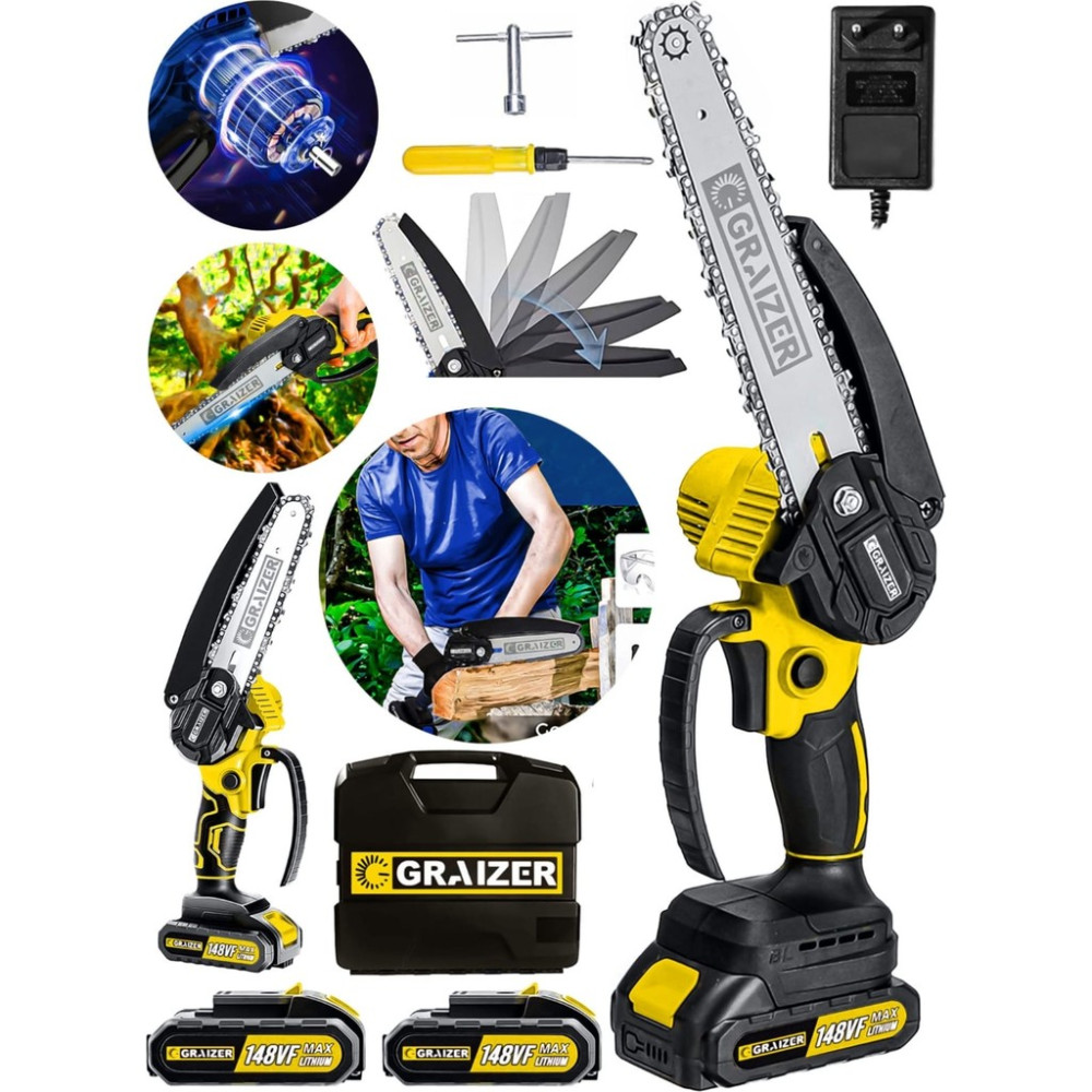 Graizer Alman 148 Vf 10 Ah %100 Kömürsüz Motor Akülü Dal Kesme Budama Testere Bıçkı Makinesi 15 cm Dal Budama Makineleri Fiyatı