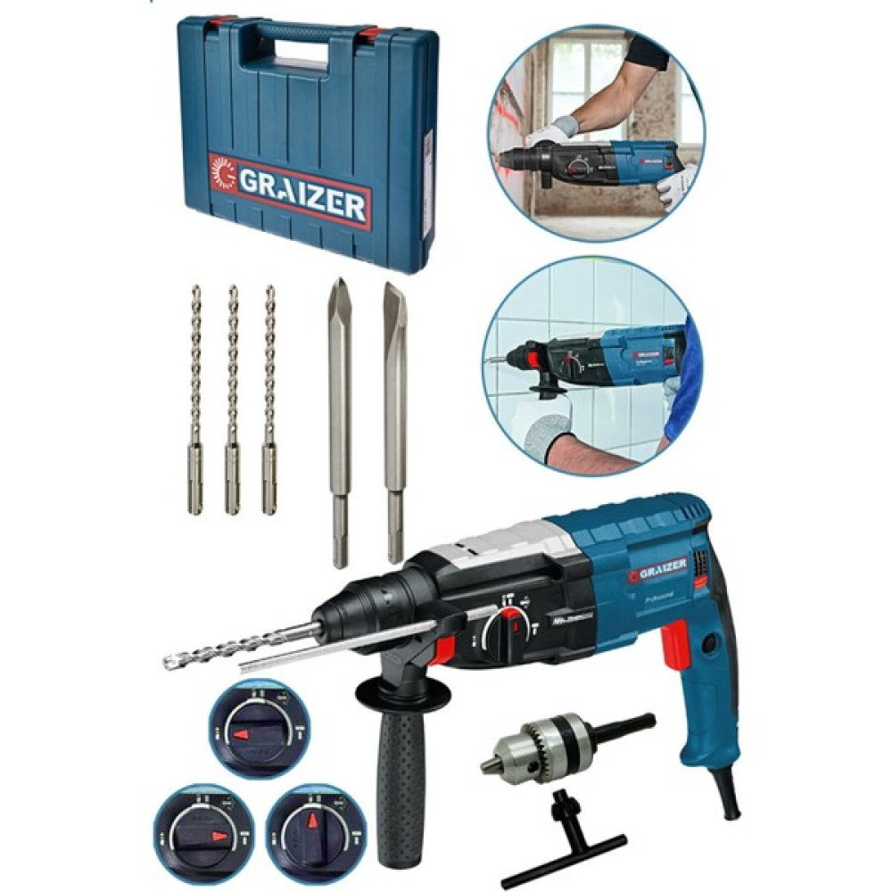 Graizer Alman Km-11 3000 W Bakir Sargılı Kırıcı Delici Hılti Matkap Metal Şanzumanlı + 5 Adet Uç Yedek Mandren Gri Kırıcı Deliciler & Kırıcılar Fiyatı
