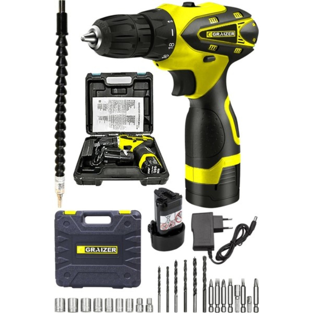 Graizer Alman Titan 32 V Sjs Çift Metal Şanzuman Çift Akülü Şarjlı Vidalama Matkap + 24 Parça Set Sari Ar Elektrikli El Aletleri Fiyatı