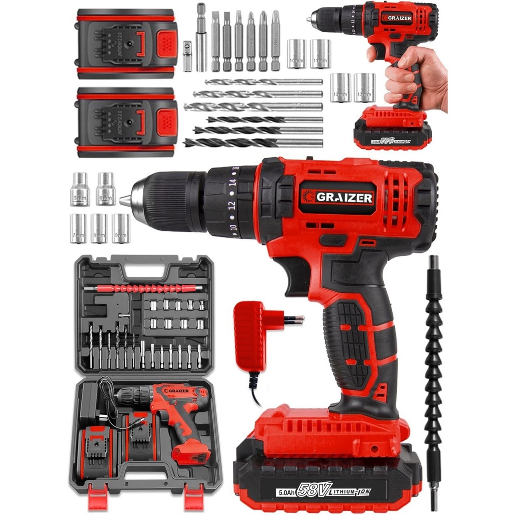 Graizer G-R-Z 58 V 5 Ah Darbeli Akülü Vidalama Matkap Yüksek Tork ve Ergonomik Tasarım ile Matkaplar Fiyatı
