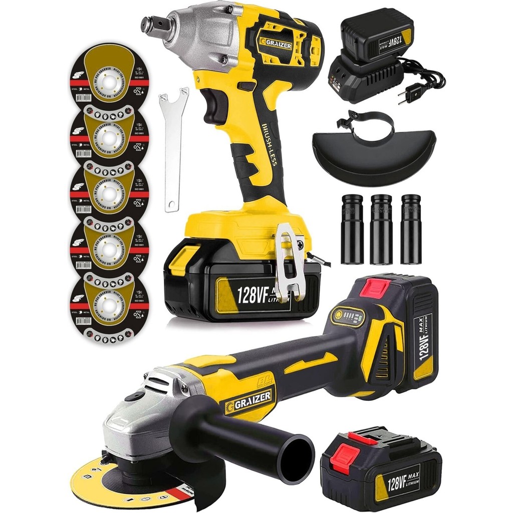 Graizer Pro Sa 128 V Profesyonel 2'li Set Somun Sıkma Taşlama Makinesi 2 Akülü Kömürsüz Motor Diğer Fiyatı