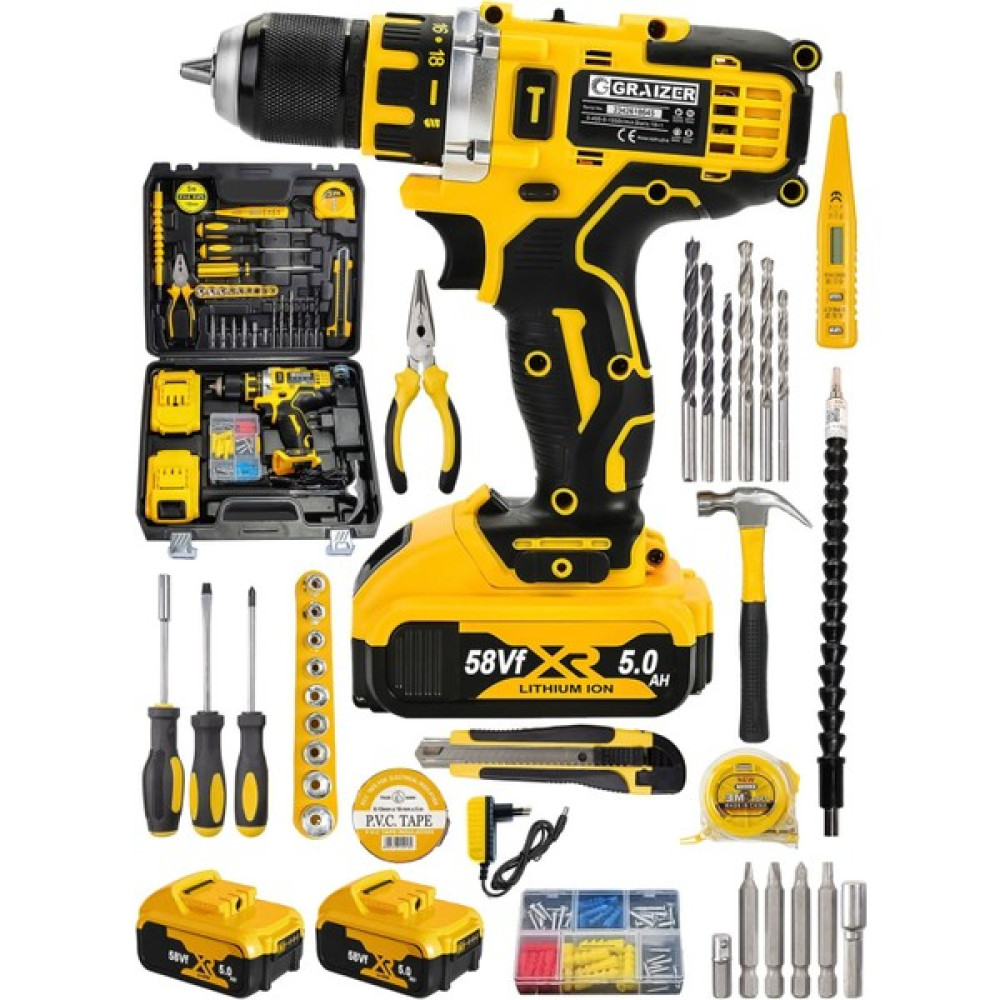 Graizer Technology 56 V 5 Ah Darbeli Çift Akülü Şarjlı Vidalama Matkap 32 Parça Hobi Set Oto Boyaları Fiyatı