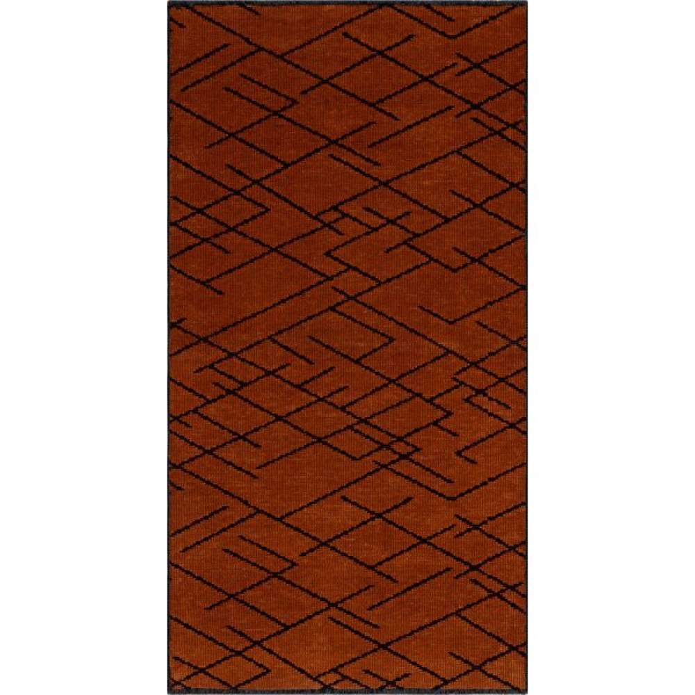 Grand Hedef Halı Iskandinav Desenli Yolluk Yıkanabilir Şönil Halı Saçaklı Kaymaz Taban Kilim Yeni Model Turuncu - 100 x 200 cm - Turuncu - Siyah Salon Halısı Fiyatı