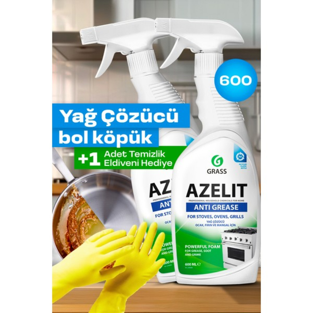 Grass Azelit Ultra Anında Etki Mutfak Kir ve Yağ Çözücü Sprey 600ml x2 - 1 lt Temizlik Malzemeleri Fiyatı