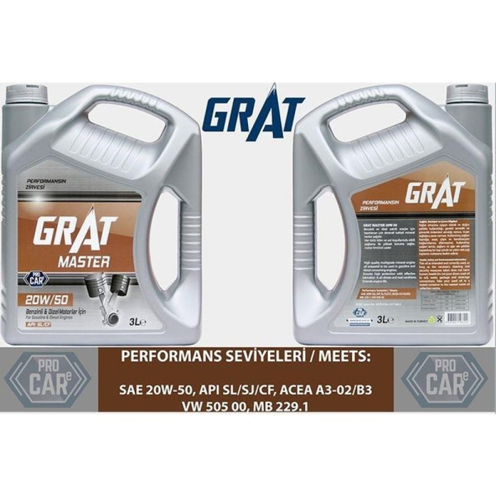 Grat Motor Yağı 20W-50 Apı Sl/cf 3 Lt Motor Yağı Fiyatı