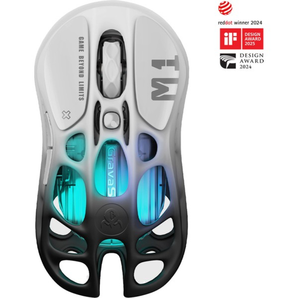 Gravastar Mercury M1 Pro Rgb 26K Dpı Optik Gaming Mouse, Kablosuz, Magnezyum Alaşımlı, Programlanabilir 5 Tuşlu, Siyah-Beyaz - Siyah - Beyaz Klavye - Mouse Fiyatı
