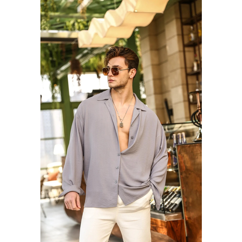 Gray Clothing Erkek Gri Keten Aerobin Bol Kalıp Oversize Salaş Erkek Keten Gömlek S Beden Kadın Gömlek Fiyatı