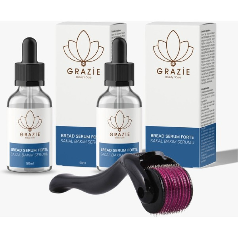 Grazie Sakal ve Bıyık Uzatıcı ve Gürleştirici Bakım Serumu 3 Lü Set ( 2 Adet Serum 50ML +Dermaroller Tarak) Cilt ve Yüz Bakımı Fiyatı