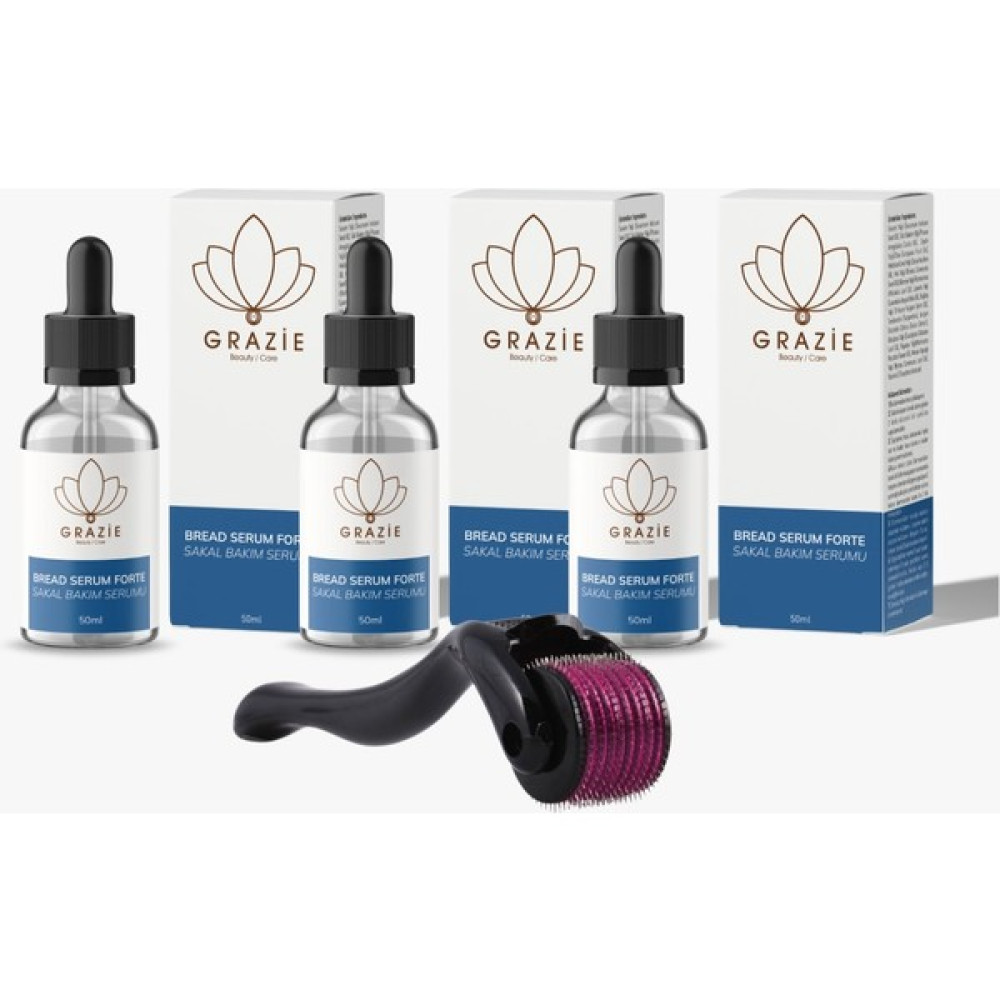 Grazie Sakal ve Bıyık Uzatıcı ve Gürleştirici Bakım Serumu 4 Lü Set ( 3 Adet Serum + Dermaroller Tarak) Cilt ve Yüz Bakımı Fiyatı