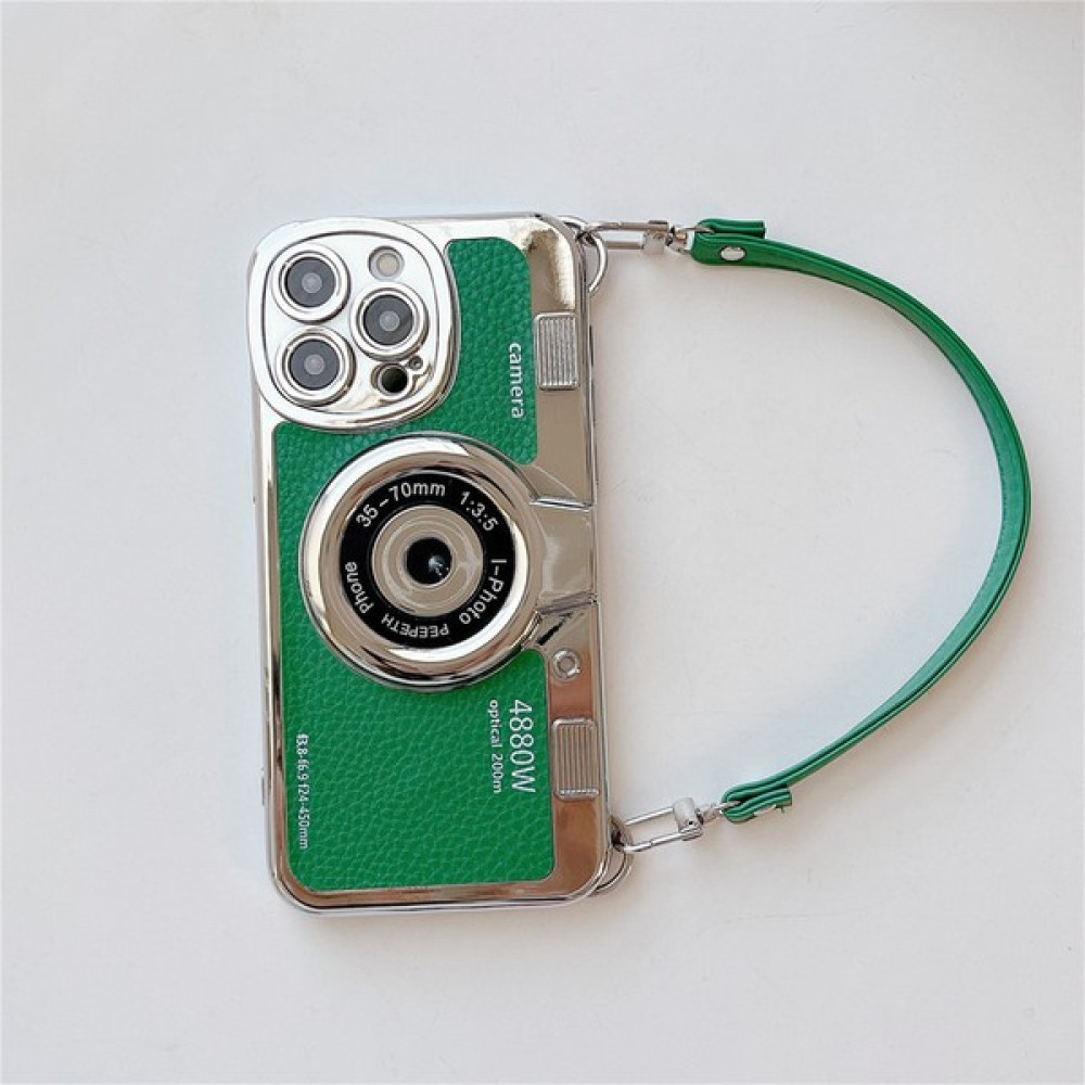 Great Match iphone 14/13/12 Pro Max/11 Deri Desen Koruyucu Kılıf Için Uygun 3D Retro Kameralı Telefon Kılıfı (Yurt Dışından) - Yeşil - iPhone 14 Plus Cep Telefonu Kılıfı Fiyatı