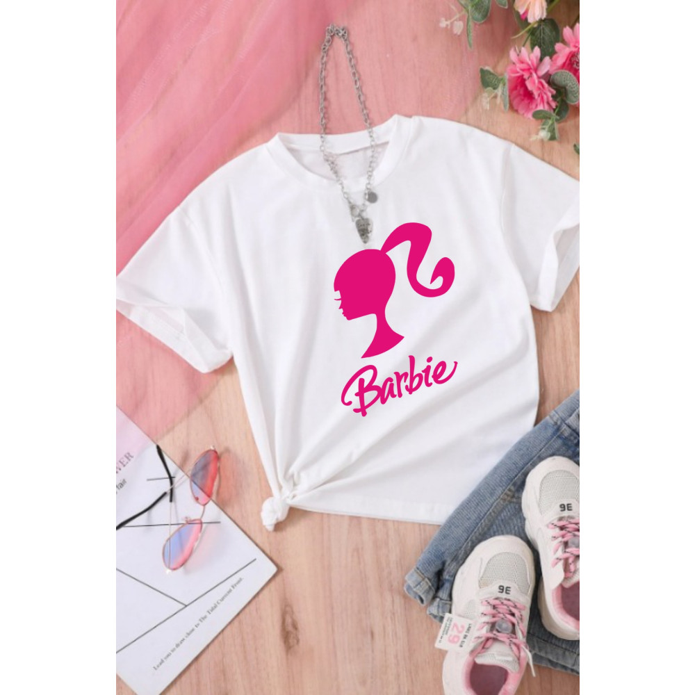 Great Peak Kız Çocuk Tişört Barbie Kız Baskılı Kız T-shirt 5-6 Yaş Beden Bayan T-shirt Fiyatı